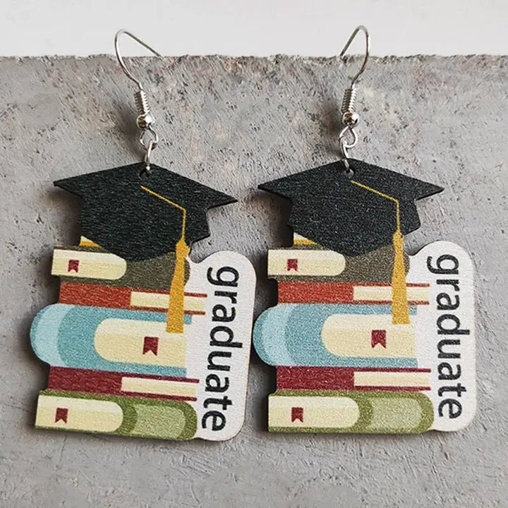 LOVCIA School Theme Wooden Dangle Earrings