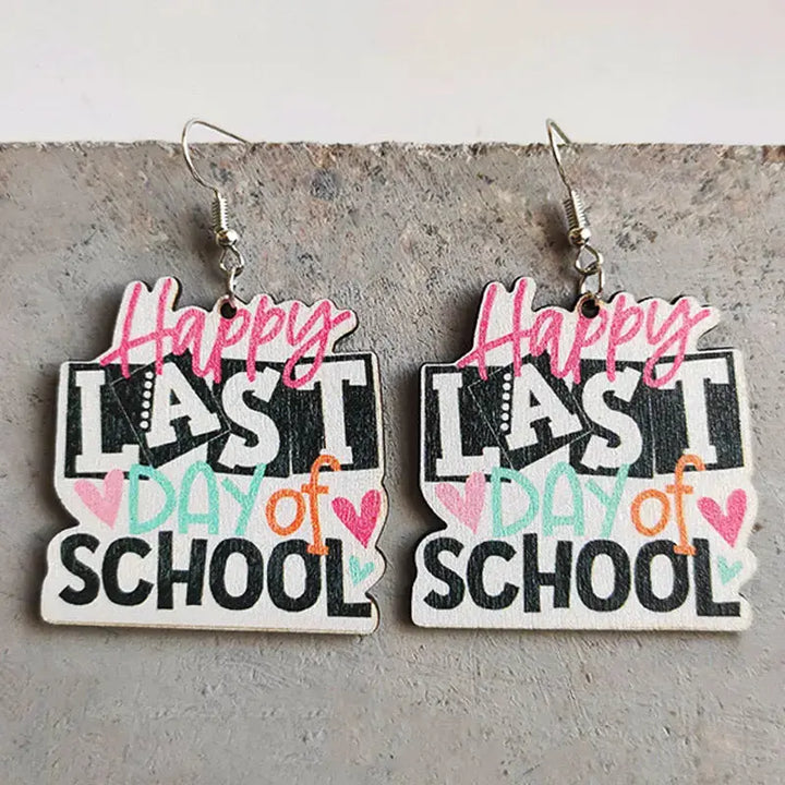 LOVCIA School Theme Wooden Dangle Earrings