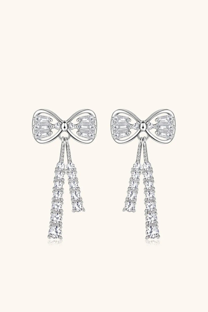 1.12 Carat Moissanite 925 Sterling Silver Bow Earrings LOVCIA