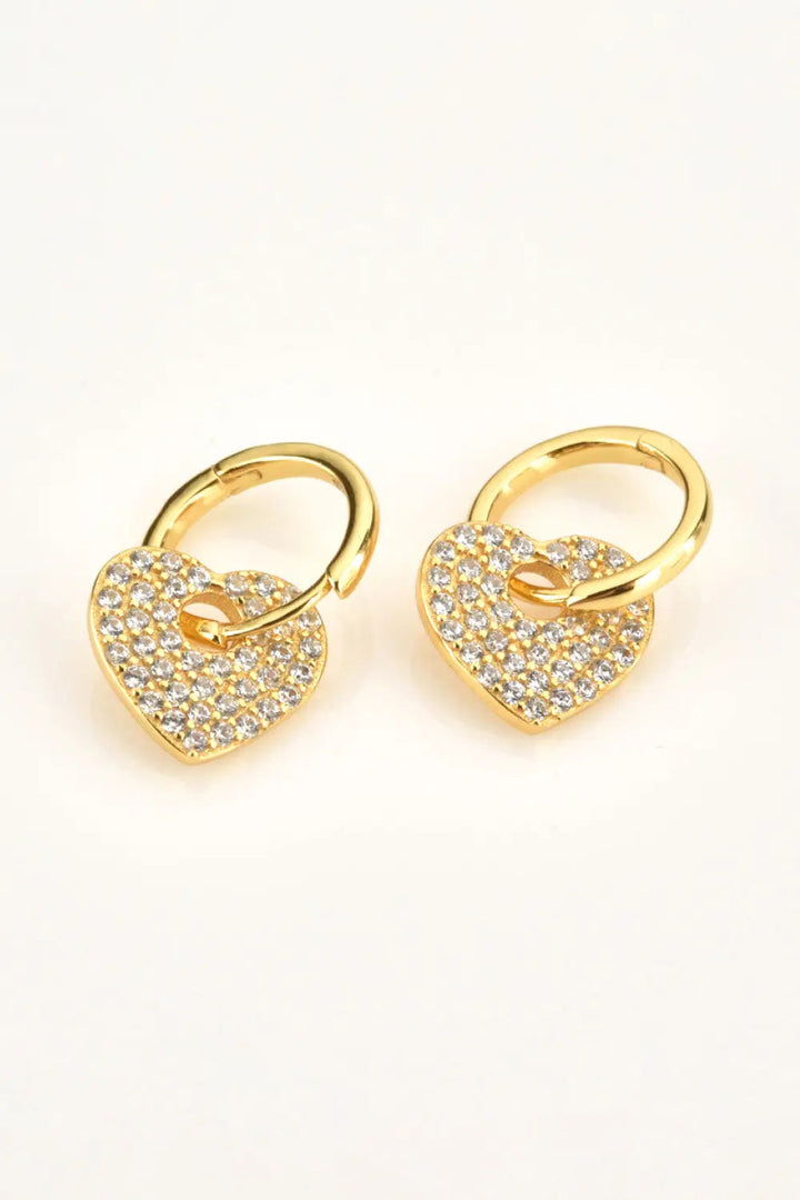 Zircon Heart Drop Huggie Earrings LOVCIA