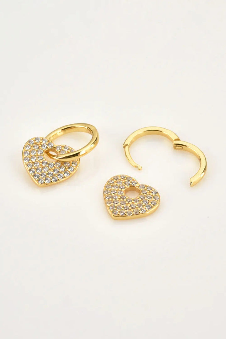 Zircon Heart Drop Huggie Earrings LOVCIA