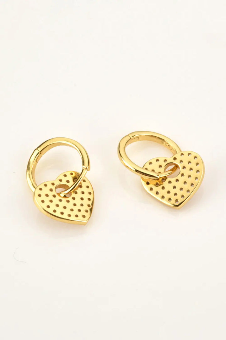 Zircon Heart Drop Huggie Earrings LOVCIA