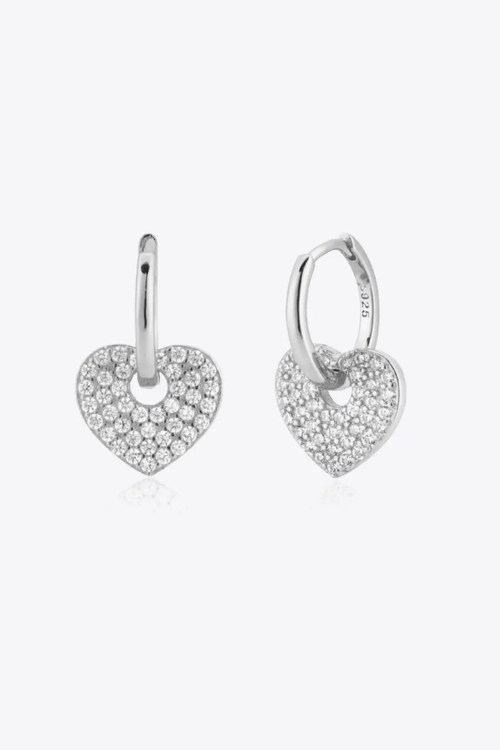 Zircon Heart Drop Huggie Earrings LOVCIA