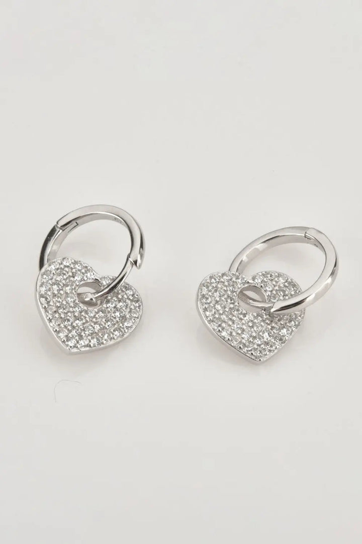 Zircon Heart Drop Huggie Earrings LOVCIA