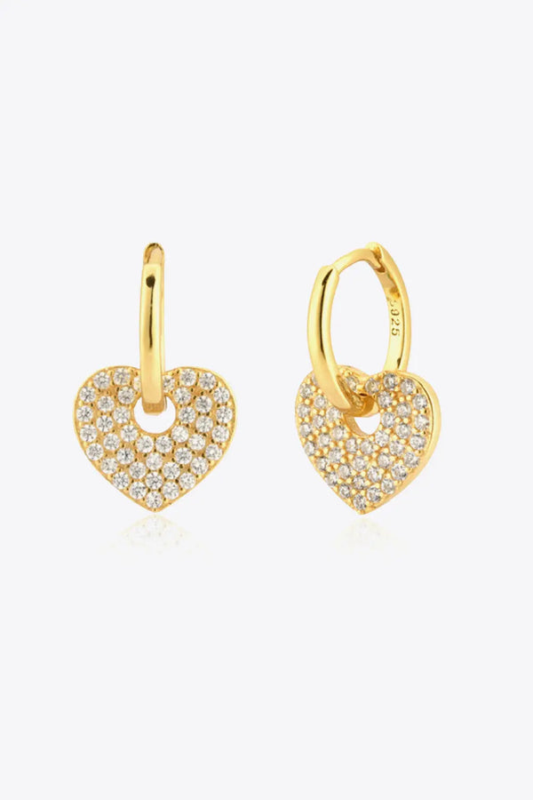 Zircon Heart Drop Huggie Earrings LOVCIA