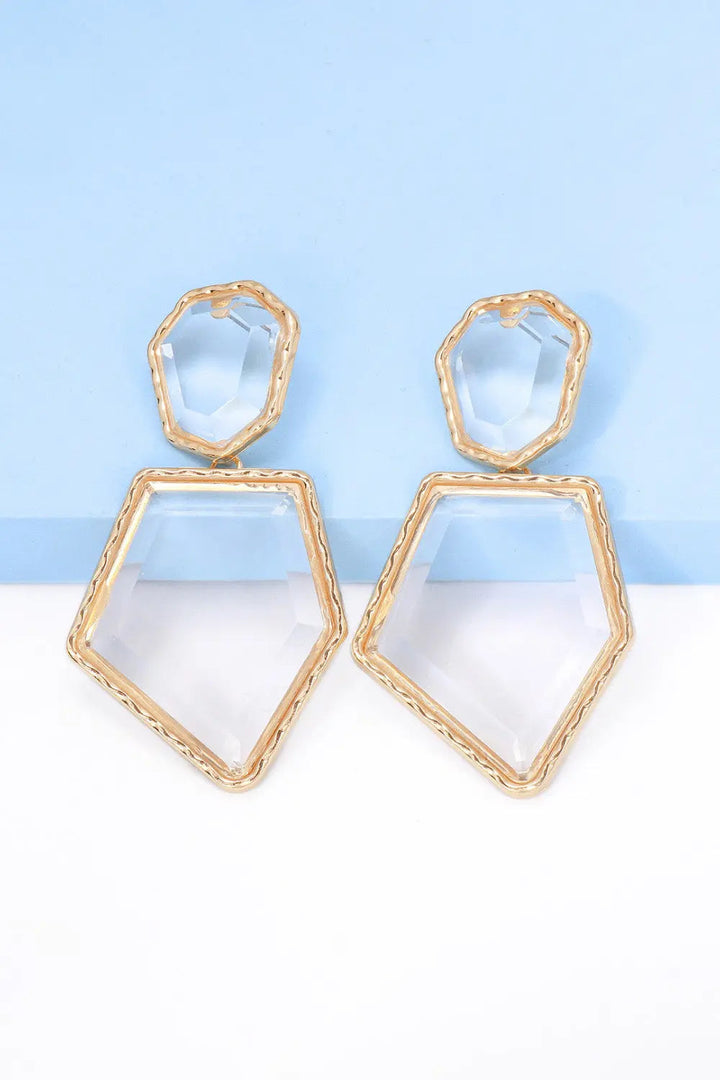 Geometrical Shape Zinc Alloy Frame Resin Dangle Earrings LOVCIA