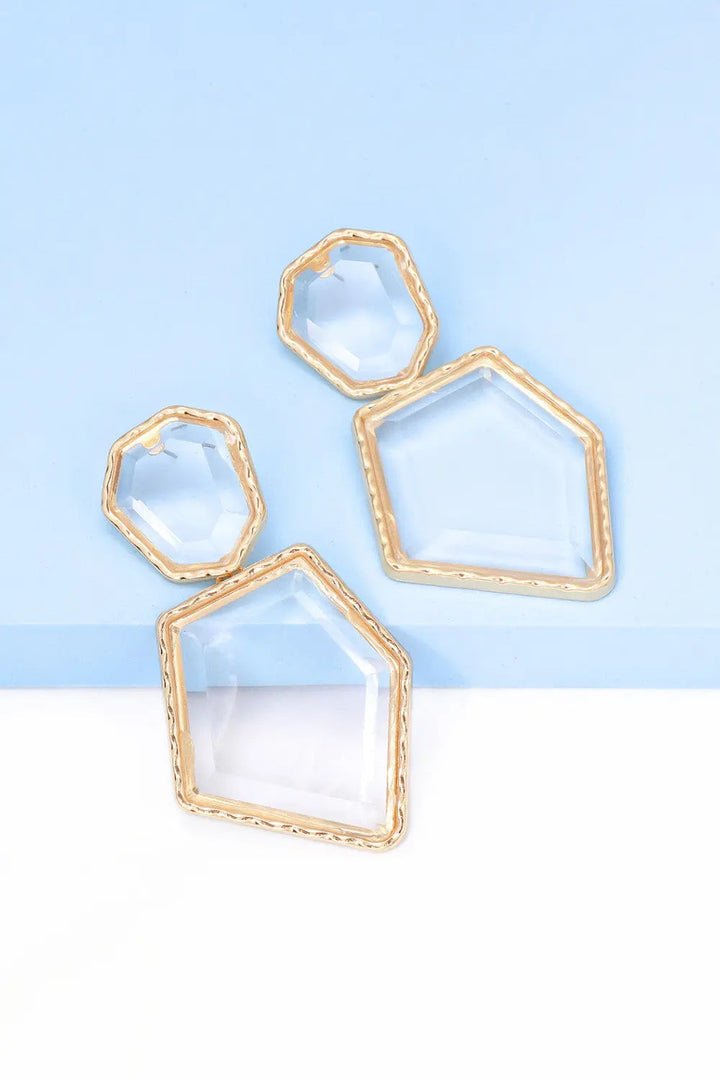 Geometrical Shape Zinc Alloy Frame Resin Dangle Earrings LOVCIA