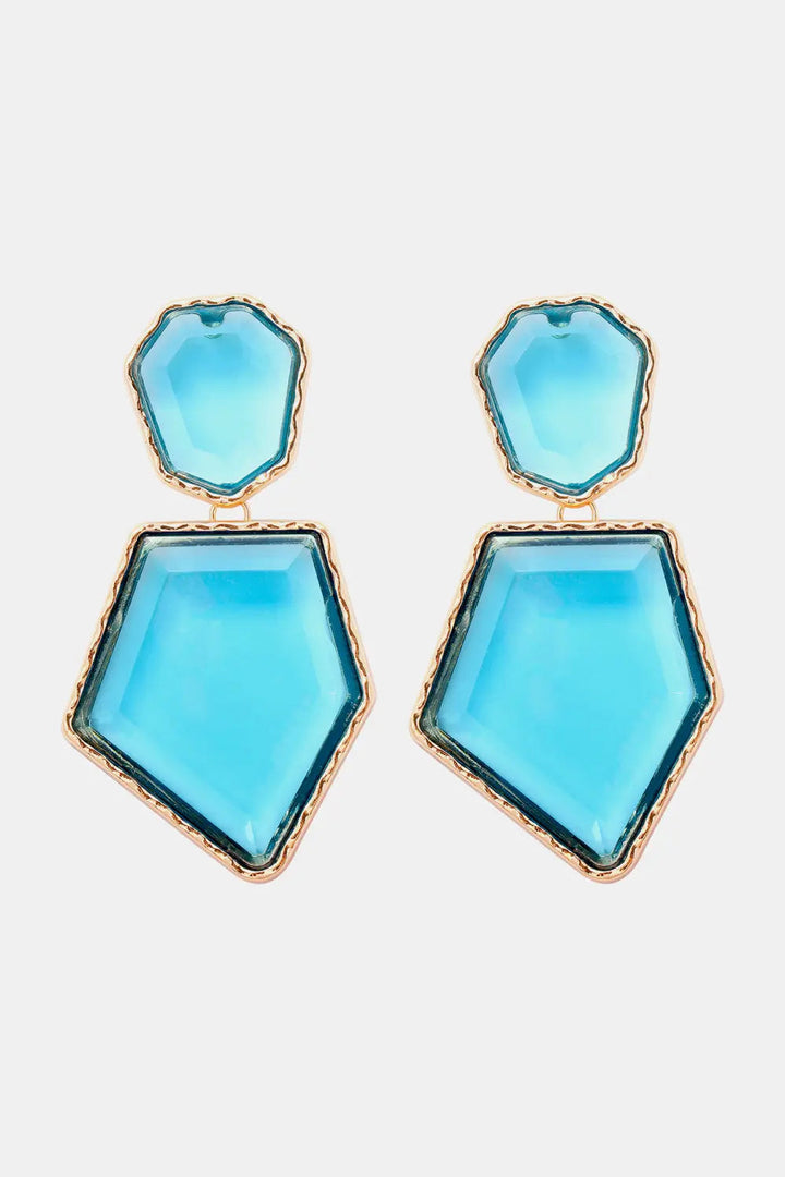 Geometrical Shape Zinc Alloy Frame Resin Dangle Earrings LOVCIA