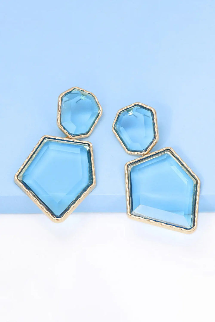 Geometrical Shape Zinc Alloy Frame Resin Dangle Earrings LOVCIA