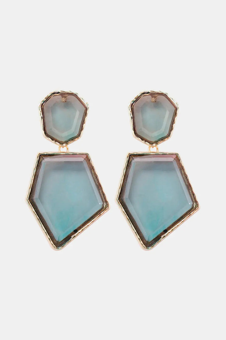 Geometrical Shape Zinc Alloy Frame Resin Dangle Earrings LOVCIA