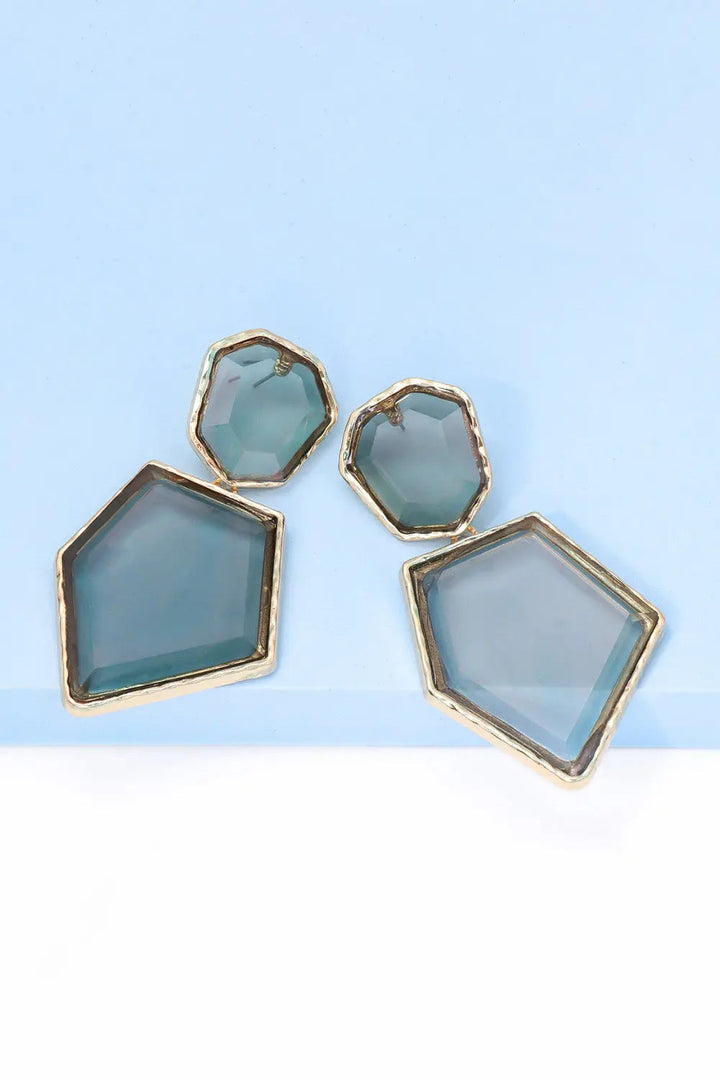 Geometrical Shape Zinc Alloy Frame Resin Dangle Earrings LOVCIA