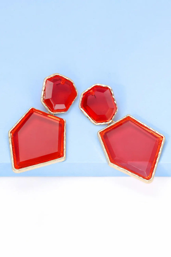 Geometrical Shape Zinc Alloy Frame Resin Dangle Earrings LOVCIA