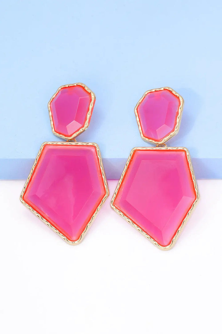 Geometrical Shape Zinc Alloy Frame Resin Dangle Earrings LOVCIA