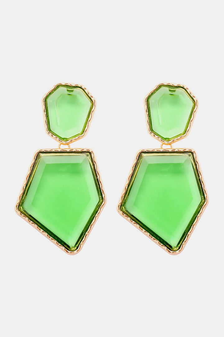 Geometrical Shape Zinc Alloy Frame Resin Dangle Earrings LOVCIA