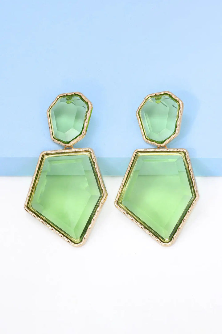 Geometrical Shape Zinc Alloy Frame Resin Dangle Earrings LOVCIA