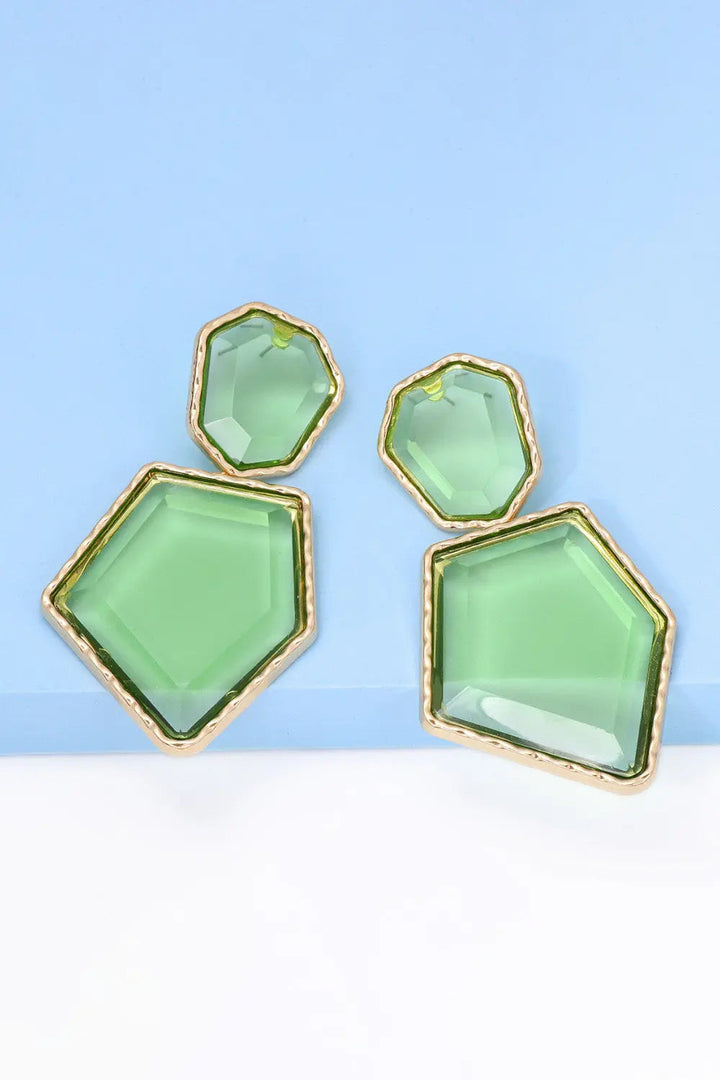 Geometrical Shape Zinc Alloy Frame Resin Dangle Earrings LOVCIA