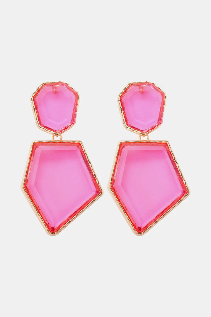 Geometrical Shape Zinc Alloy Frame Resin Dangle Earrings LOVCIA