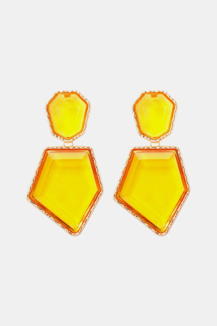 Geometrical Shape Zinc Alloy Frame Resin Dangle Earrings LOVCIA