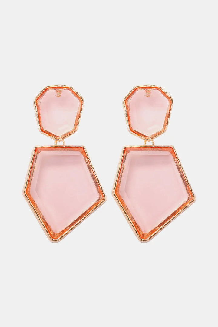 Geometrical Shape Zinc Alloy Frame Resin Dangle Earrings LOVCIA