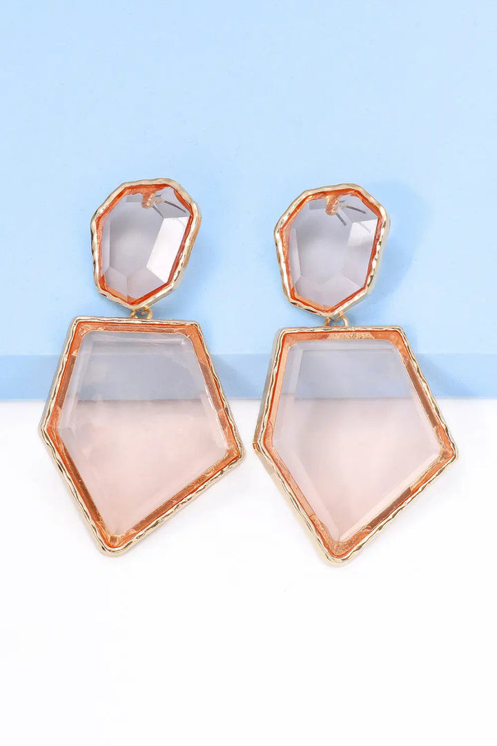 Geometrical Shape Zinc Alloy Frame Resin Dangle Earrings LOVCIA