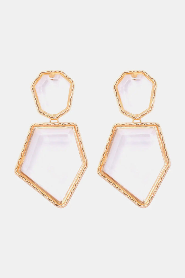 Geometrical Shape Zinc Alloy Frame Resin Dangle Earrings LOVCIA