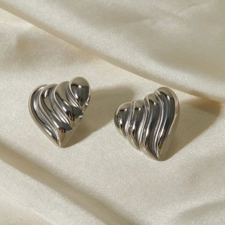 Stainless Steel Heart Shape Stud Earrings LOVCIA