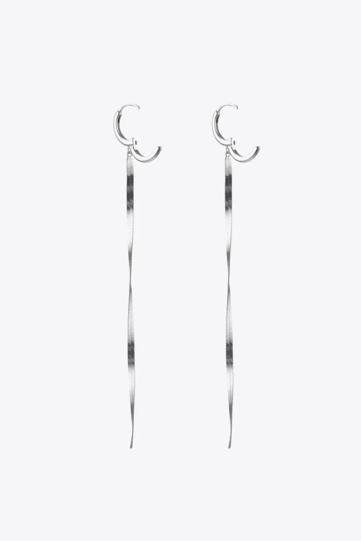 925 Sterling Silver Long Snake Chain Earrings LOVCIA