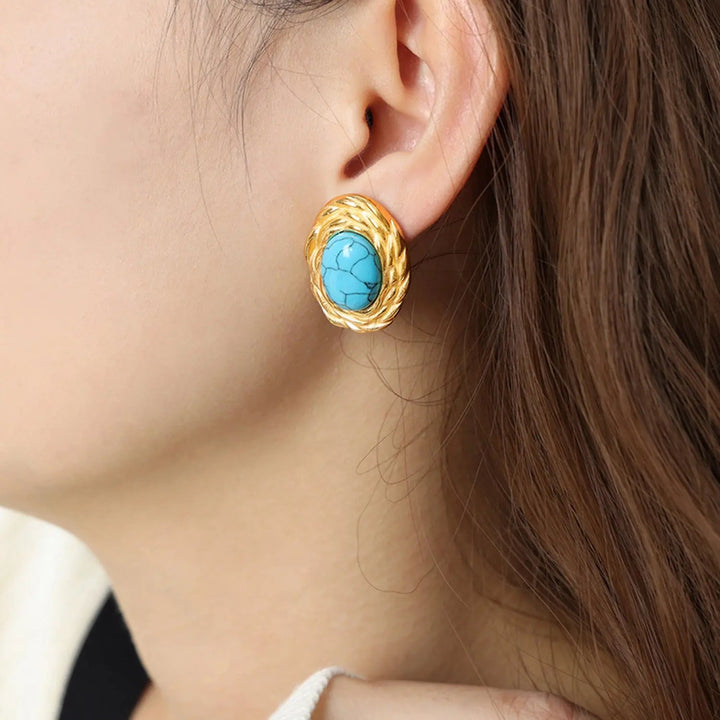 18K Gold-Plated Natural Stone Earrings LOVCIA