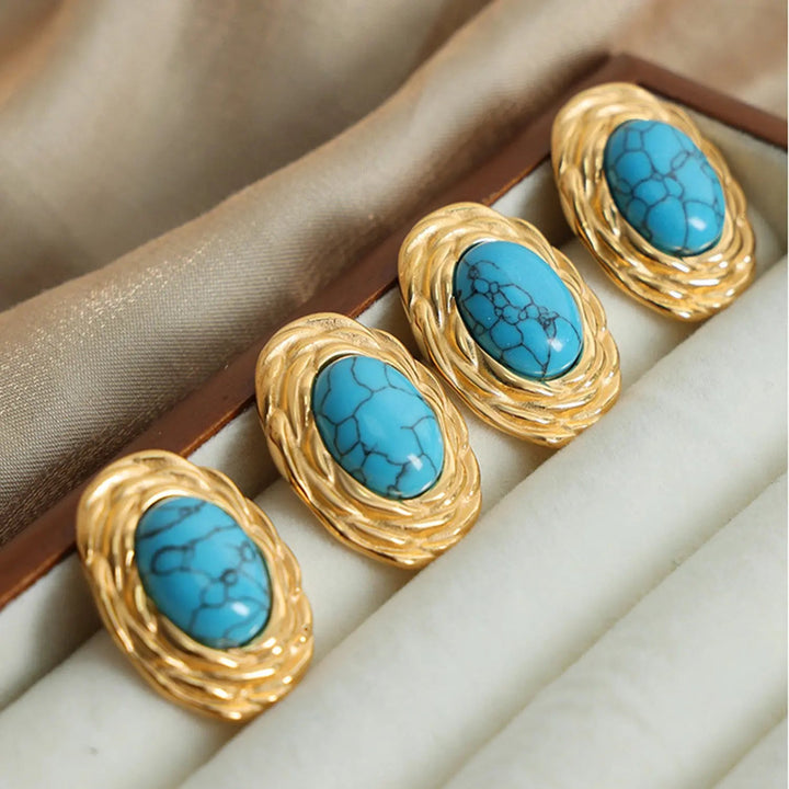 18K Gold-Plated Natural Stone Earrings LOVCIA