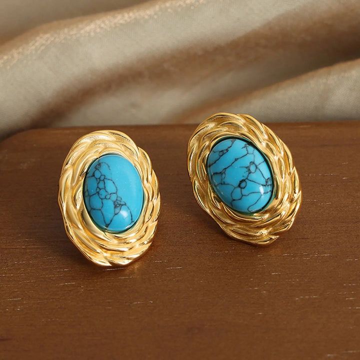 18K Gold-Plated Natural Stone Earrings LOVCIA