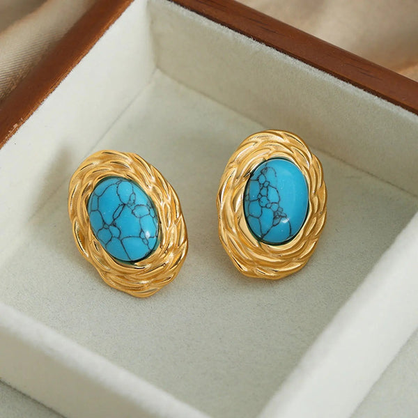 18K Gold-Plated Natural Stone Earrings LOVCIA