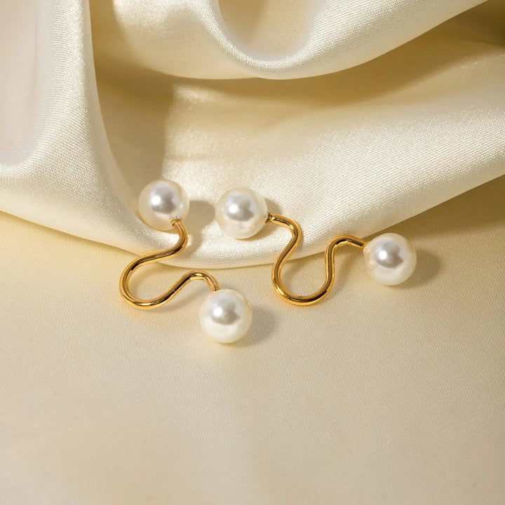 Stainless Steel Imitation Pearl Cuff Earrings LOVCIA