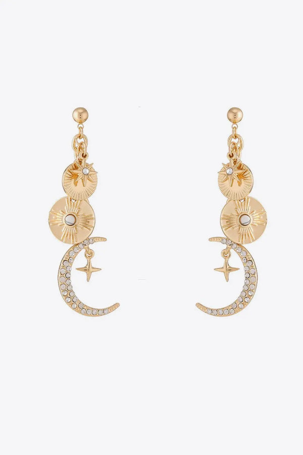 Rhinestone Moon Dangle Earrings LOVCIA