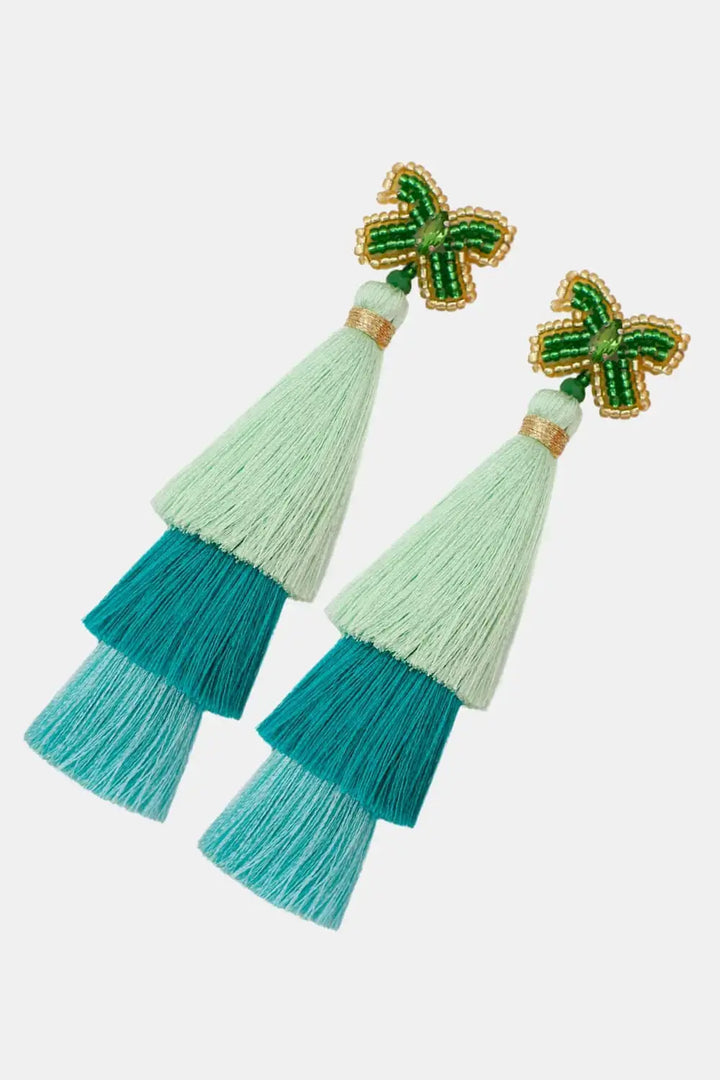 LOVCIA Triple-Layer Tassel Dangle Earrings