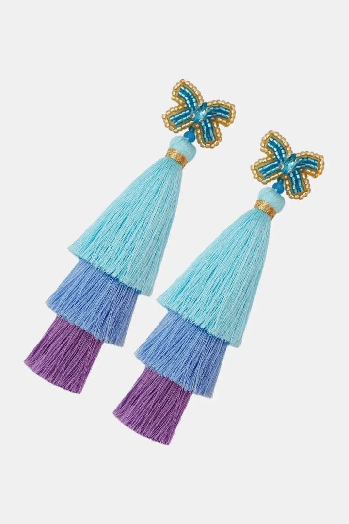 LOVCIA Triple-Layer Tassel Dangle Earrings