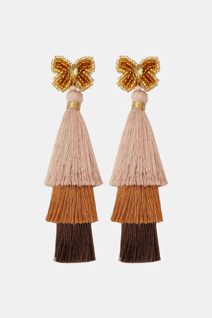 LOVCIA Triple-Layer Tassel Dangle Earrings