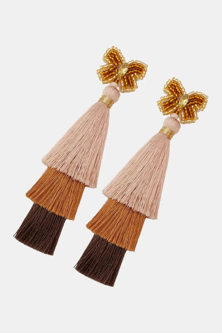 LOVCIA Triple-Layer Tassel Dangle Earrings