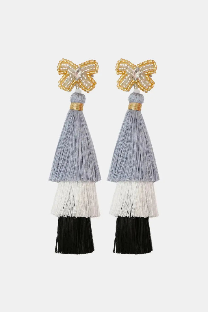 LOVCIA Triple-Layer Tassel Dangle Earrings