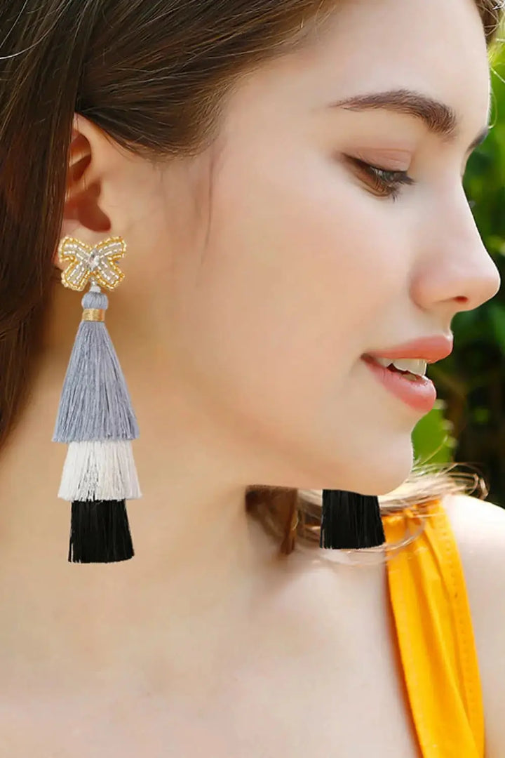 LOVCIA Triple-Layer Tassel Dangle Earrings