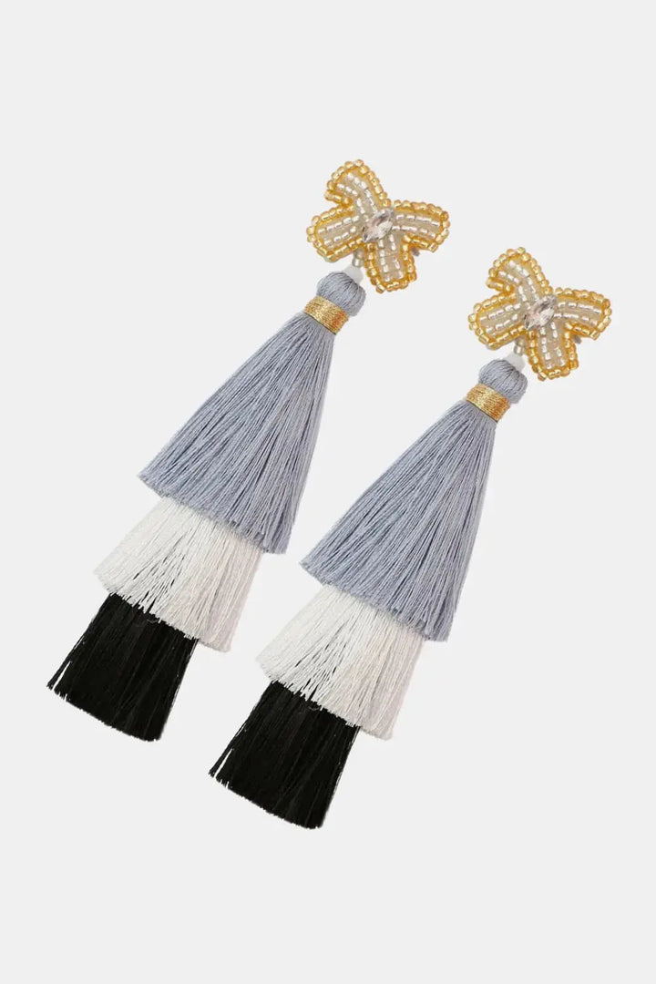 LOVCIA Triple-Layer Tassel Dangle Earrings