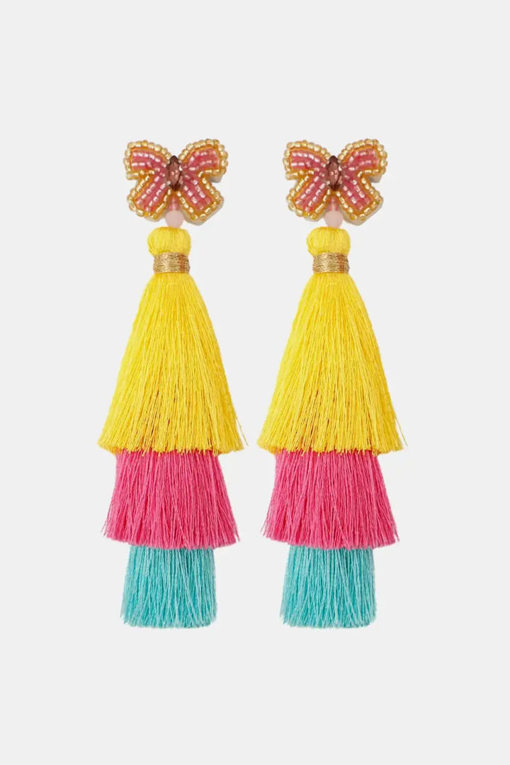 LOVCIA Triple-Layer Tassel Dangle Earrings