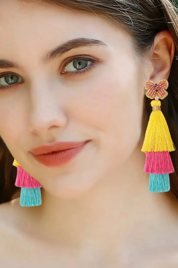 LOVCIA Triple-Layer Tassel Dangle Earrings