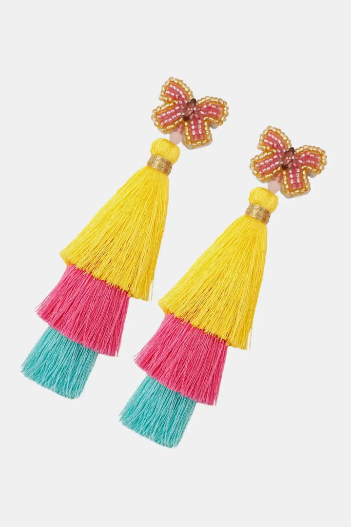 LOVCIA Triple-Layer Tassel Dangle Earrings