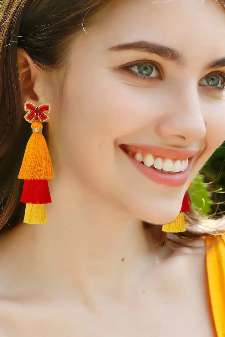 LOVCIA Triple-Layer Tassel Dangle Earrings