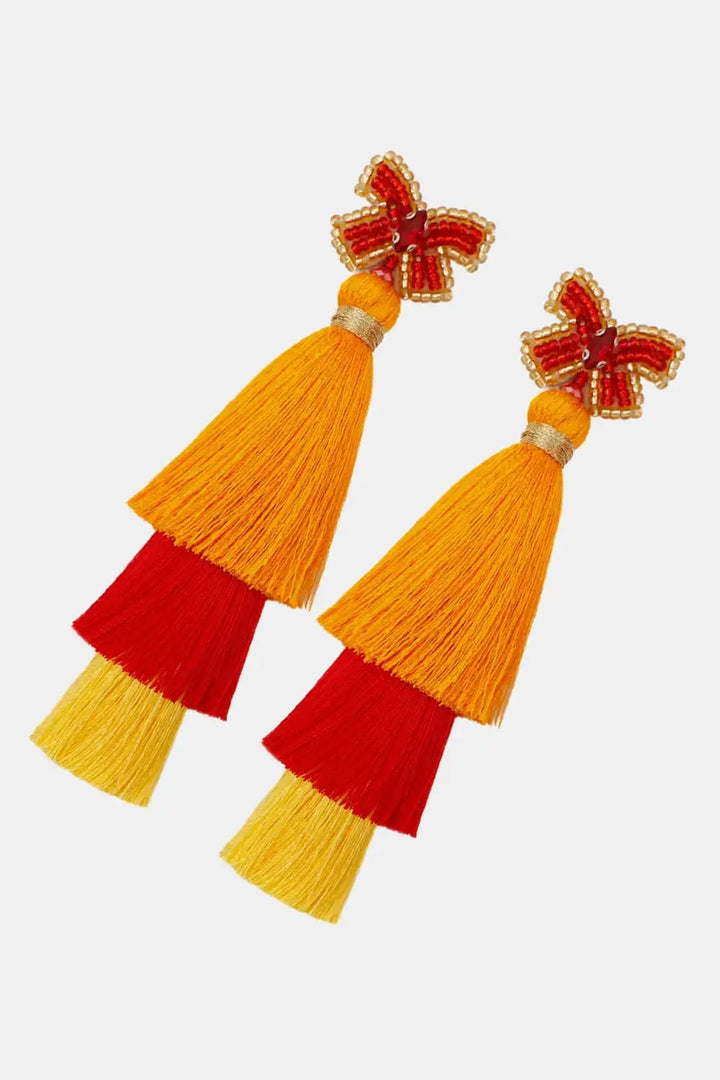 LOVCIA Triple-Layer Tassel Dangle Earrings