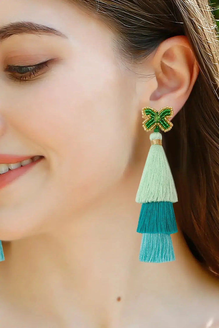 LOVCIA Triple-Layer Tassel Dangle Earrings