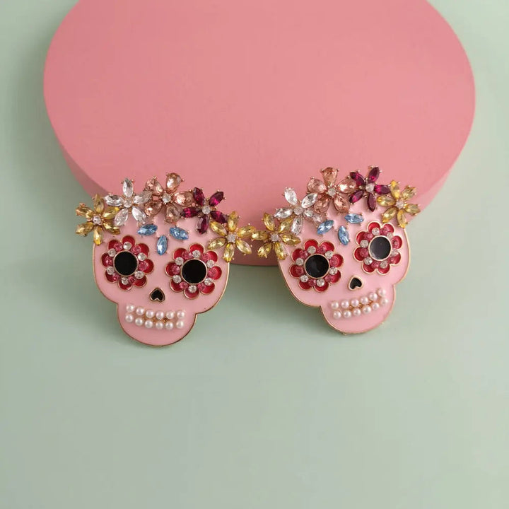 Skull Rhinestone Alloy Earrings LOVCIA