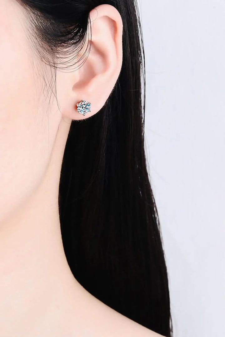 1 Carat Moissanite Rhodium-Plated Stud Earrings LOVCIA