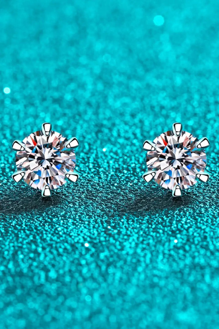 1 Carat Moissanite Rhodium-Plated Stud Earrings LOVCIA