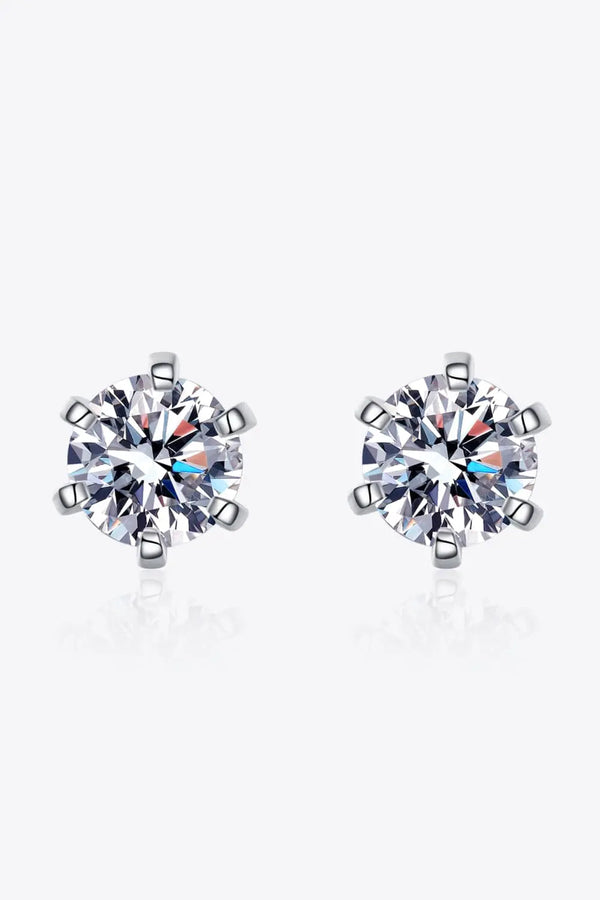 LOVCIA 1 Carat Moissanite Rhodium-Plated Stud Earrings